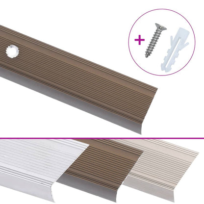 Profili a L per Gradini 5 pz in Alluminio 100 cm Marrone