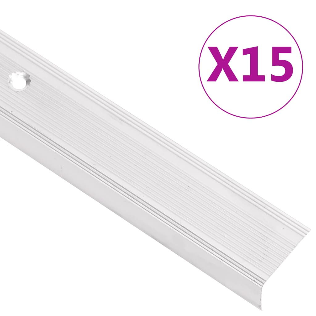 Profili a L per Gradini 30 pz in Alluminio 67 cm Argento