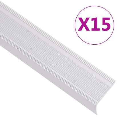 Profili a L per Gradini 15 pz in Alluminio 67 cm Argento