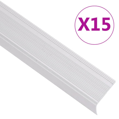 Profili a L per Gradini 15 pz in Alluminio 67 cm Argento