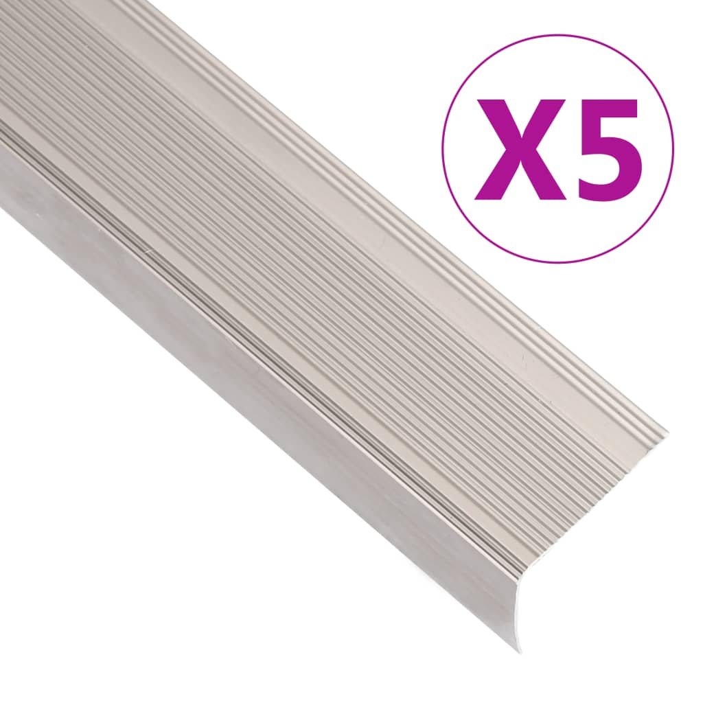 Profili a L per Gradini 5 pz in Alluminio 67 cm Champagne