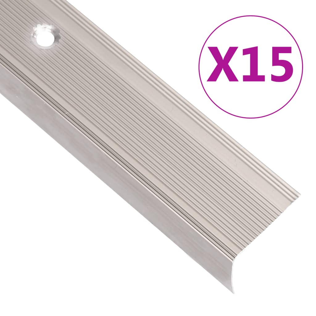 Profili a L per Gradini 30 pz in Alluminio 67 cm Champagne