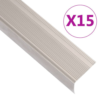 Profili a L per Gradini 15 pz in Alluminio 67 cm Champagne