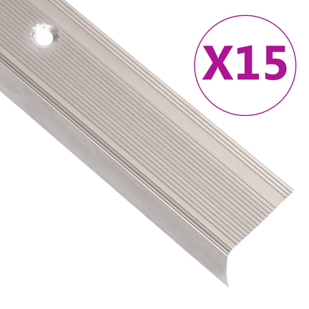 Profili a L per Gradini 30 pz in Alluminio 67 cm Champagne