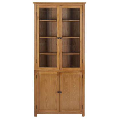 Libreria con 4 Ante 90x35x200 cm in Rovere Massello e Vetro