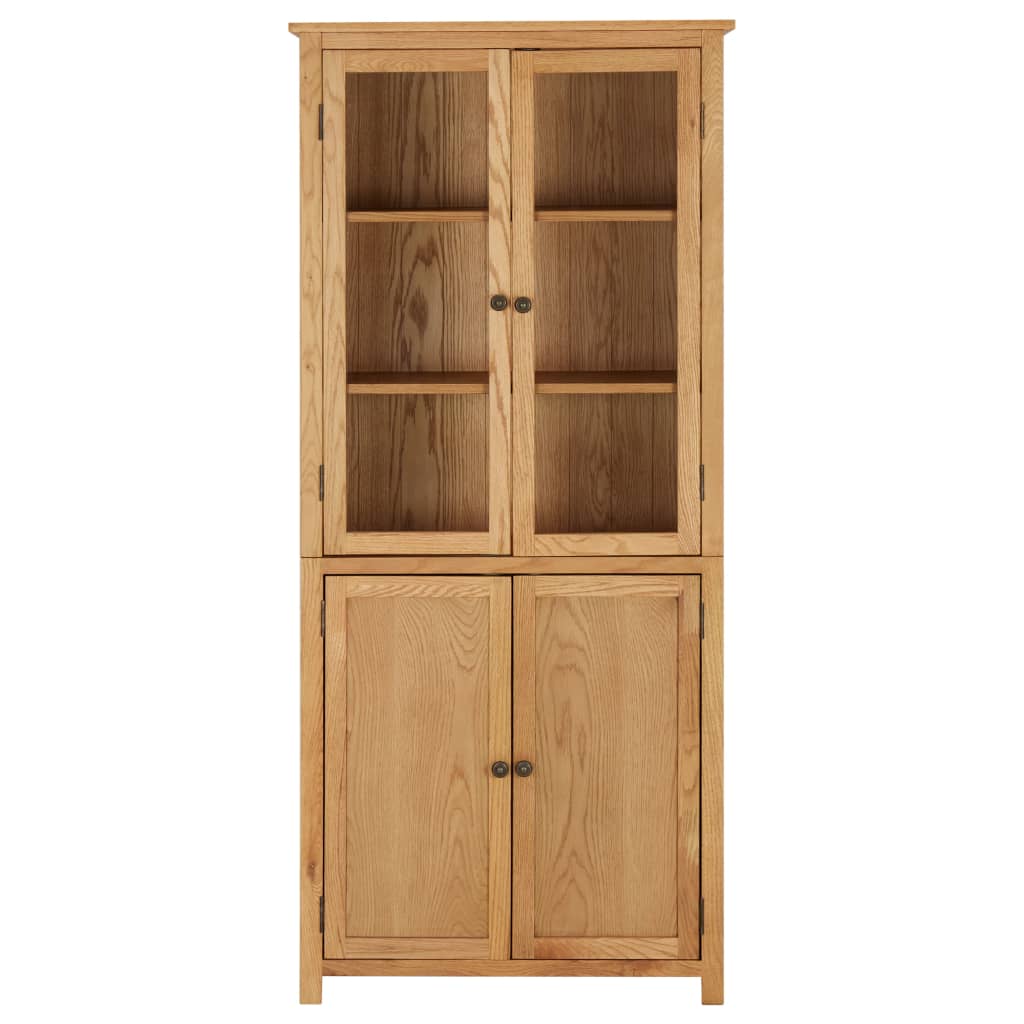 289180 Libreria con 4 Ante 80x35x180 cm Rovere Massello e Vetro