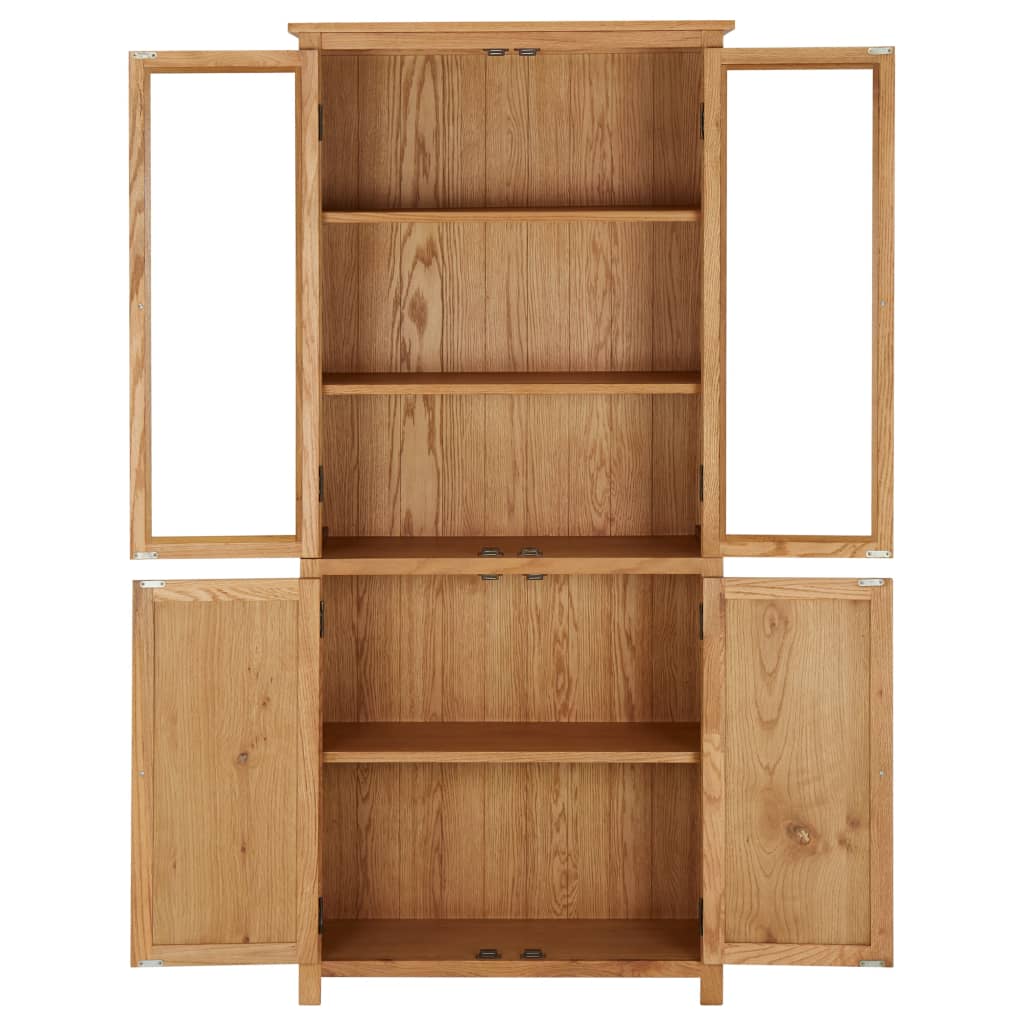 289180 Libreria con 4 Ante 80x35x180 cm Rovere Massello e Vetro