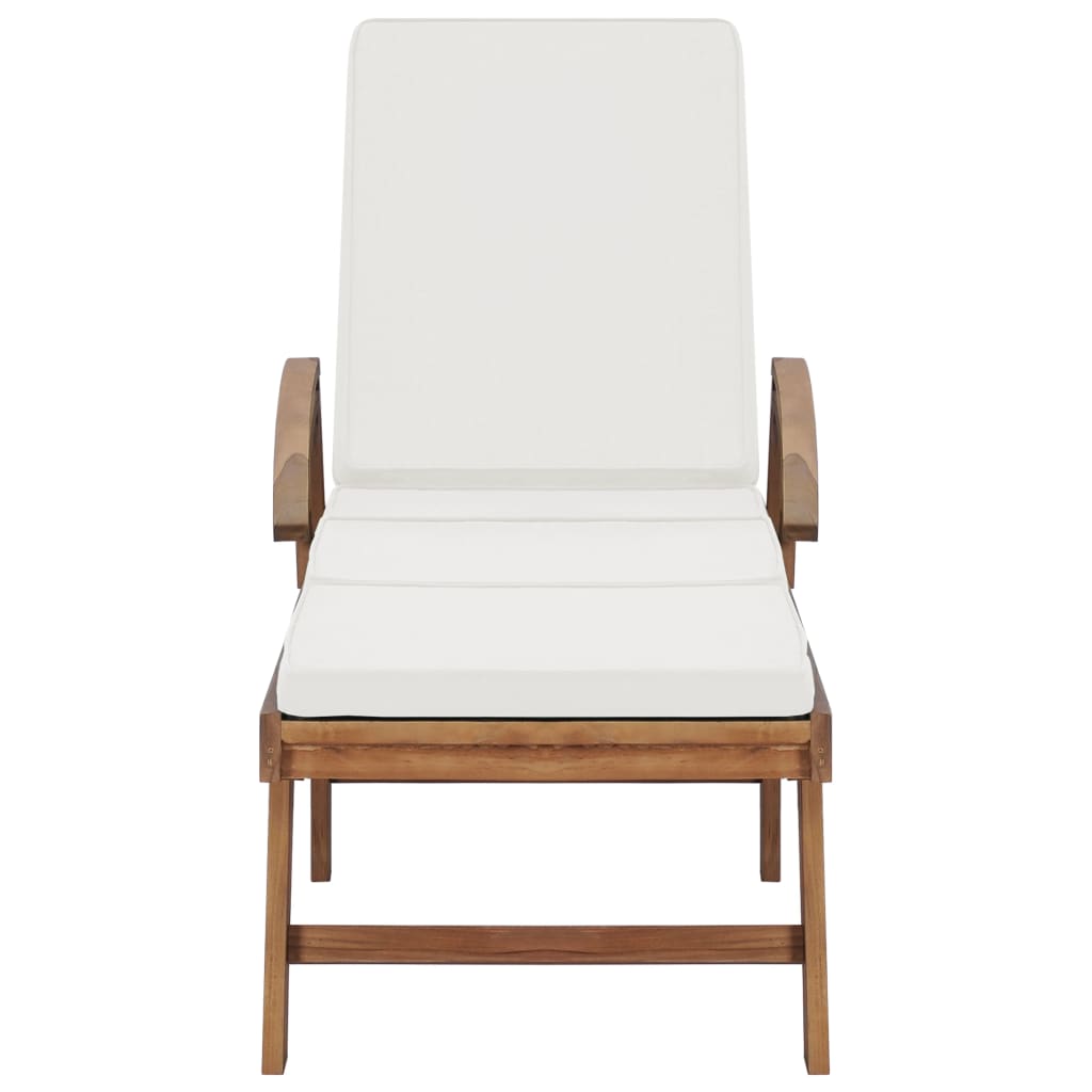 Lettini Prendisole con Cuscini 2 pz in Legno di Teak Crema