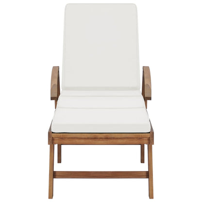 Lettini Prendisole con Cuscini 2 pz in Legno di Teak Crema