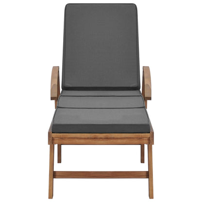 Lettini Prendisole con Cuscini 2 pz Legno di Teak Grigio Scuro