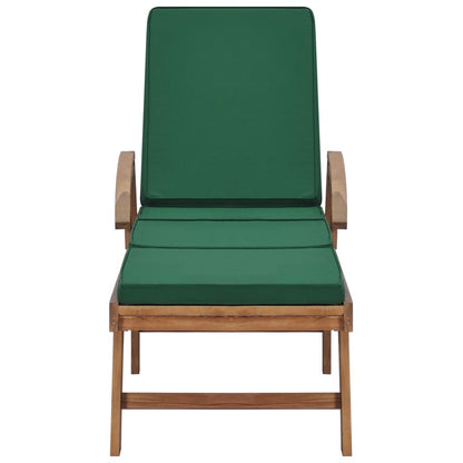 Lettini Prendisole con Cuscini 2 pz in Legno di Teak Verde