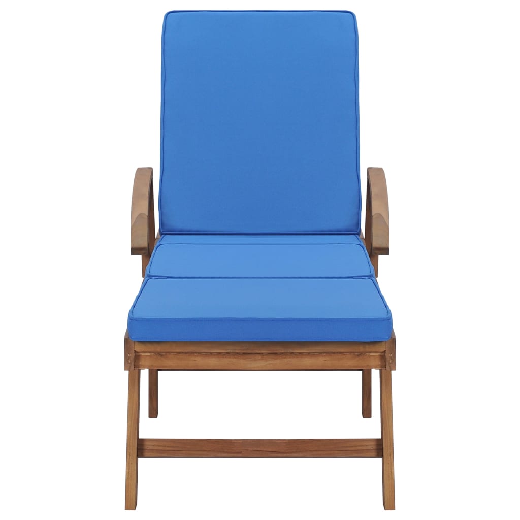 Lettini Prendisole con Cuscini 2 pz in Legno di Teak Blu