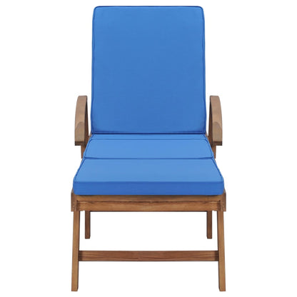 Lettini Prendisole con Cuscini 2 pz in Legno di Teak Blu