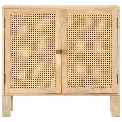 Credenza 80x30x73 cm Legno Massello di Mango e Canna Naturale