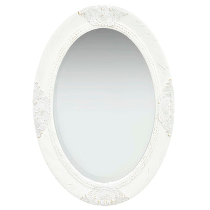 Specchio da Parete Stile Barocco 50x70 cm Bianco