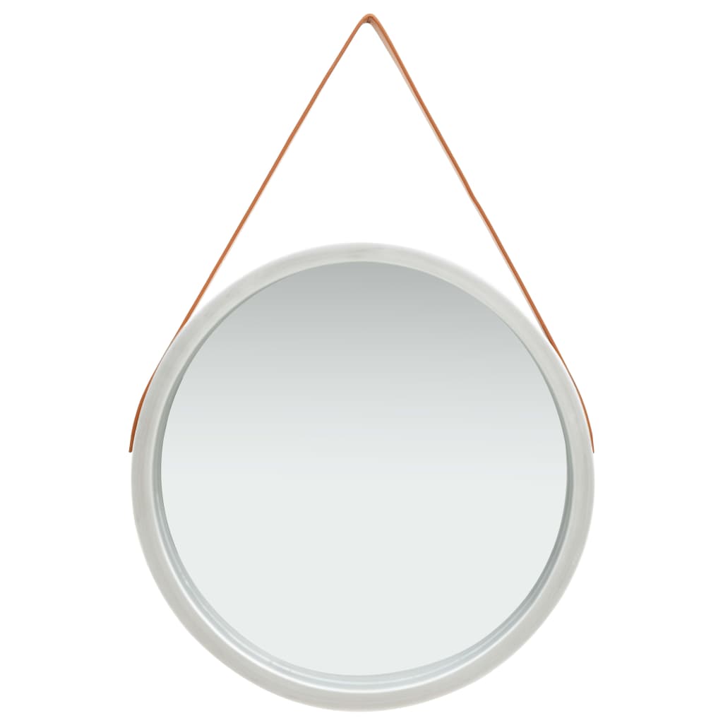 Specchio da Parete con Cinghia 60 cm Argento