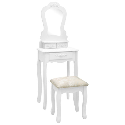 Tavolo da Trucco e Sgabello Bianco 50x59x136 cm Legno Paulownia