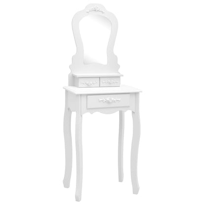 Tavolo da Trucco e Sgabello Bianco 50x59x136 cm Legno Paulownia