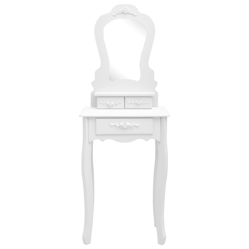 Tavolo da Trucco e Sgabello Bianco 50x59x136 cm Legno Paulownia
