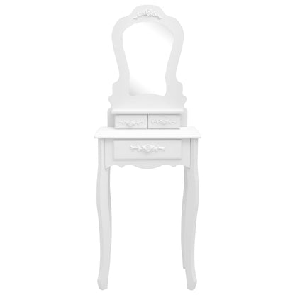 Tavolo da Trucco e Sgabello Bianco 50x59x136 cm Legno Paulownia