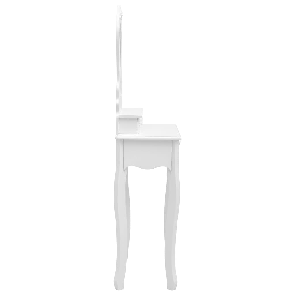 Tavolo da Trucco e Sgabello Bianco 50x59x136 cm Legno Paulownia