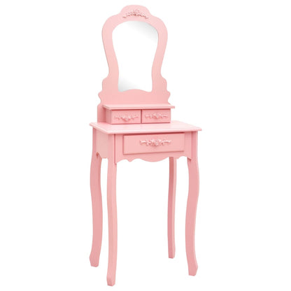 Tavolo da Trucco con Sgabello Rosa 50x59x136 cm Legno Paulownia