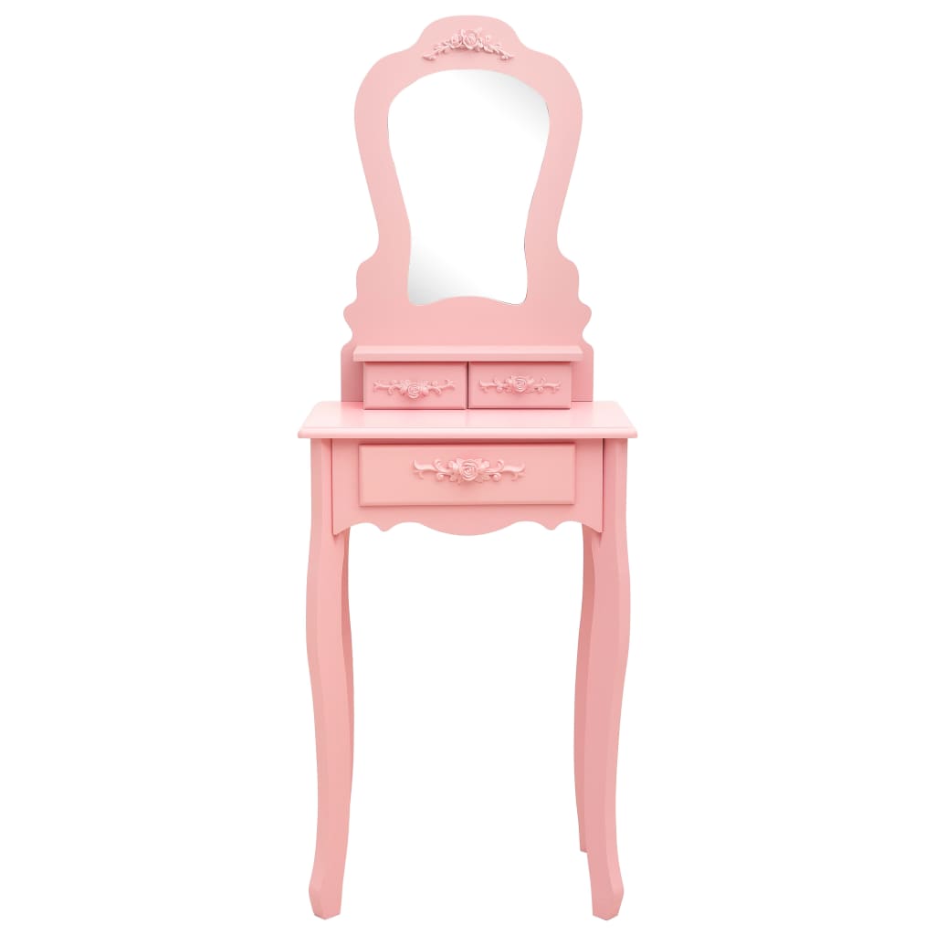 Tavolo da Trucco con Sgabello Rosa 50x59x136 cm Legno Paulownia