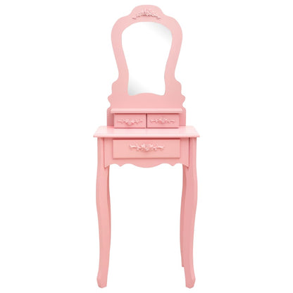 Tavolo da Trucco con Sgabello Rosa 50x59x136 cm Legno Paulownia
