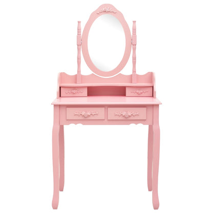Tavolo da Trucco con Sgabello Rosa 75x69x140 cm Legno Paulownia