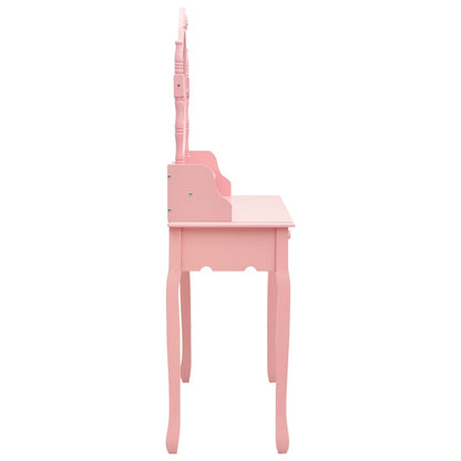 Tavolo da Trucco con Sgabello Rosa 75x69x140 cm Legno Paulownia