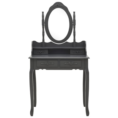 Tavolo da Trucco e Sgabello Grigio 75x69x140 cm Legno Paulownia