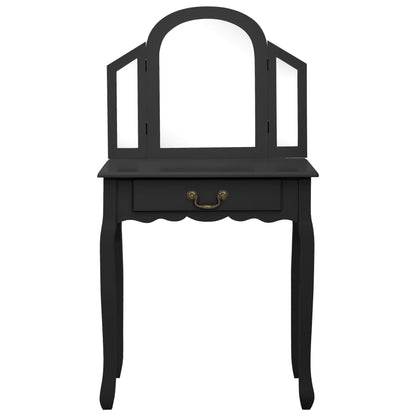 Tavolo da Trucco con Sgabello Nero 65x36x128 cm Paulownia e MDF