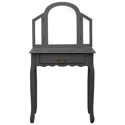 Tavolo da Trucco e Sgabello Grigio 65x36x128 cm Paulownia e MDF