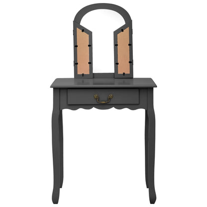 Tavolo da Trucco e Sgabello Grigio 65x36x128 cm Paulownia e MDF
