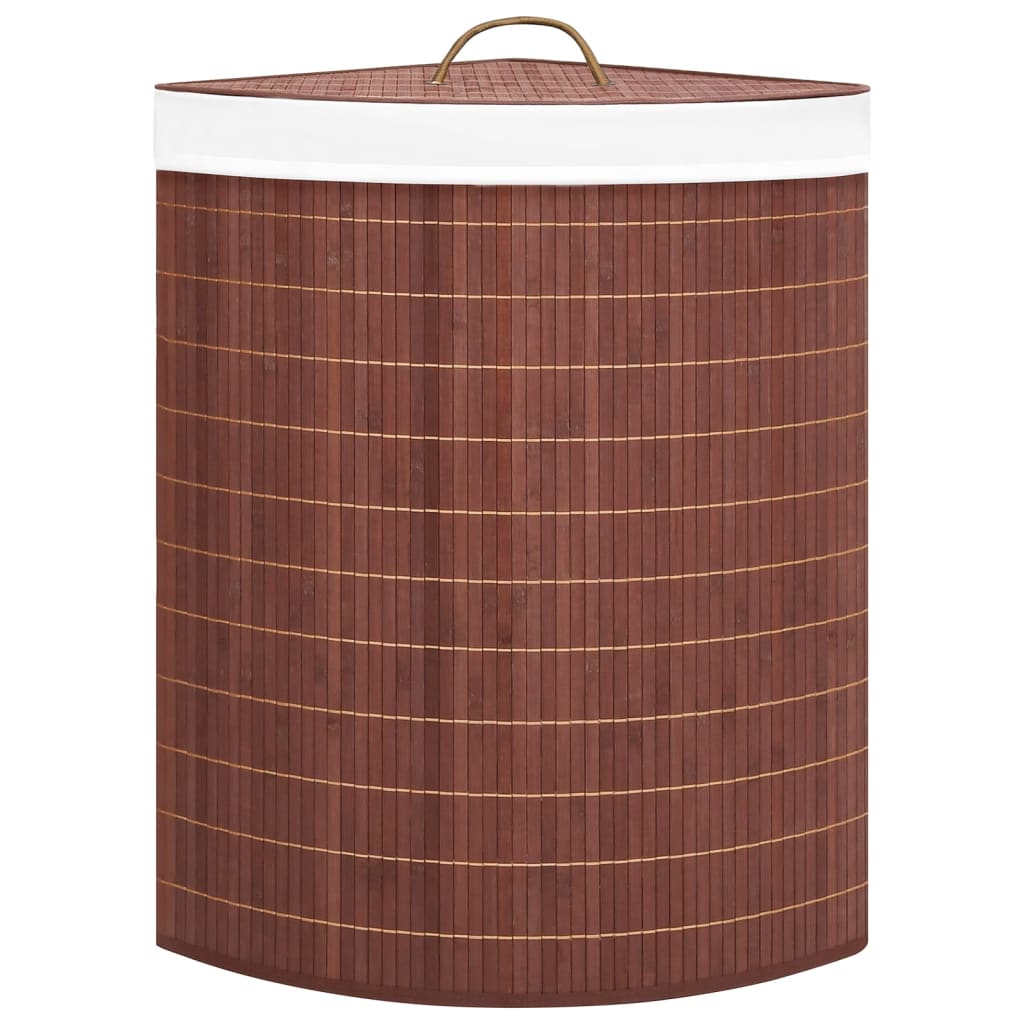 Cesto Portabiancheria Angolare in BambÃ¹ Marrone 60 L
