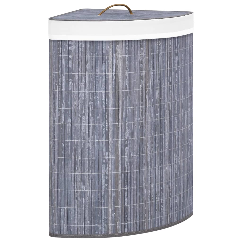 Cesto Portabiancheria Angolare in BambÃ¹ Grigio 60 L