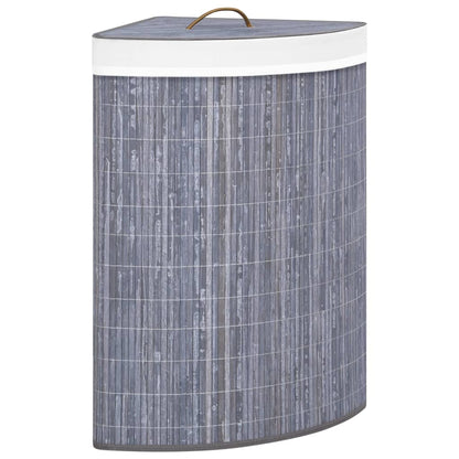 Cesto Portabiancheria Angolare in BambÃ¹ Grigio 60 L
