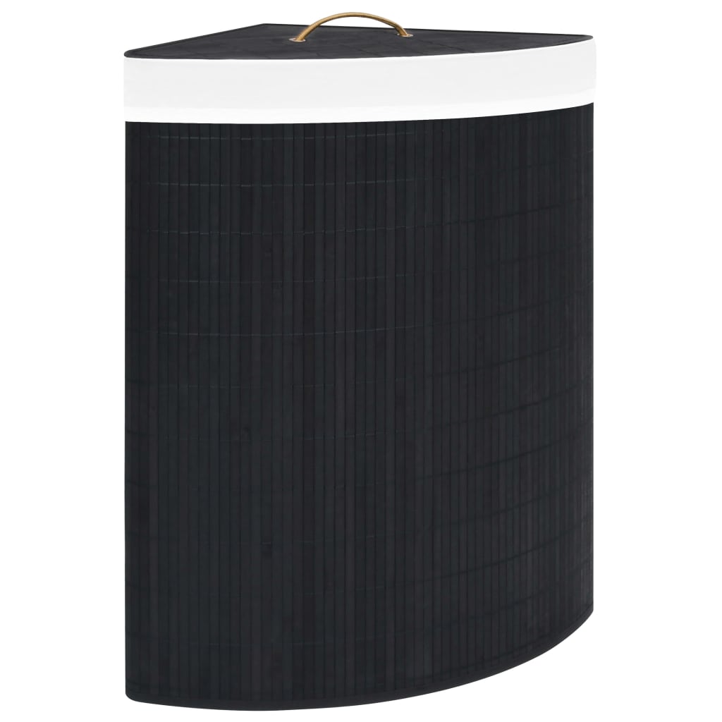 Cesto Portabiancheria Angolare in BambÃ¹ Nero 60 L