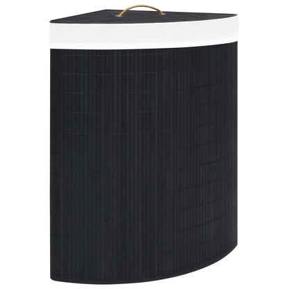 Cesto Portabiancheria Angolare in BambÃ¹ Nero 60 L