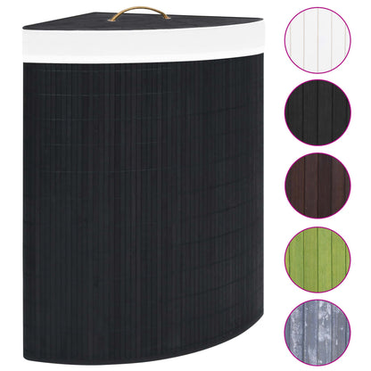 Cesto Portabiancheria Angolare in BambÃ¹ Nero 60 L