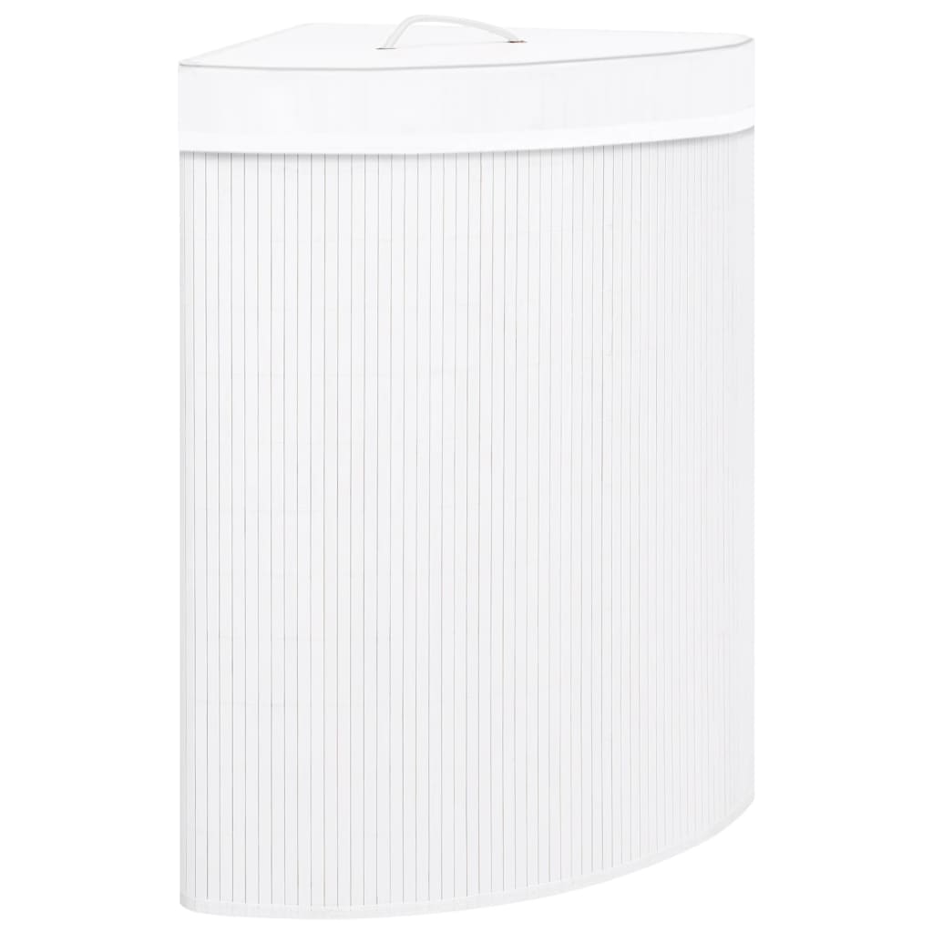 Cesto Portabiancheria Angolare in BambÃƒÂ¹ Bianco 60 L