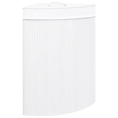 Cesto Portabiancheria Angolare in BambÃƒÂ¹ Bianco 60 L
