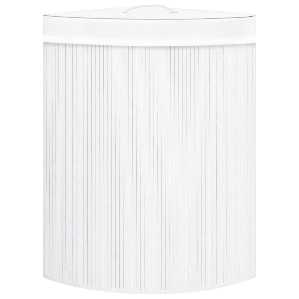 Cesto Portabiancheria Angolare in BambÃƒÂ¹ Bianco 60 L