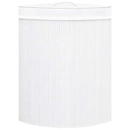 Cesto Portabiancheria Angolare in BambÃƒÂ¹ Bianco 60 L