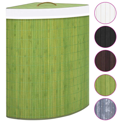 Cesto Portabiancheria Angolare in Bambù Verde 60 L
