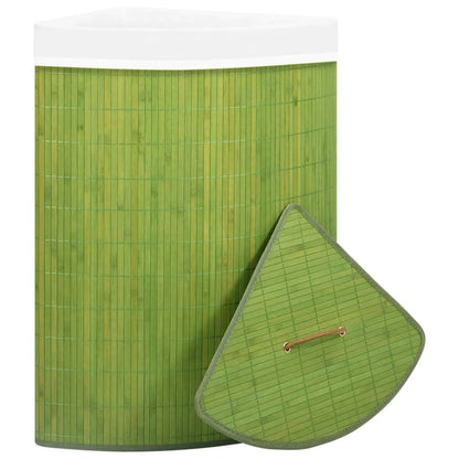 Cesto Portabiancheria Angolare in Bambù Verde 60 L