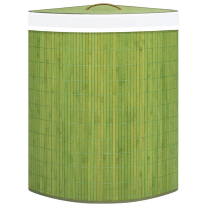 Cesto Portabiancheria Angolare in Bambù Verde 60 L