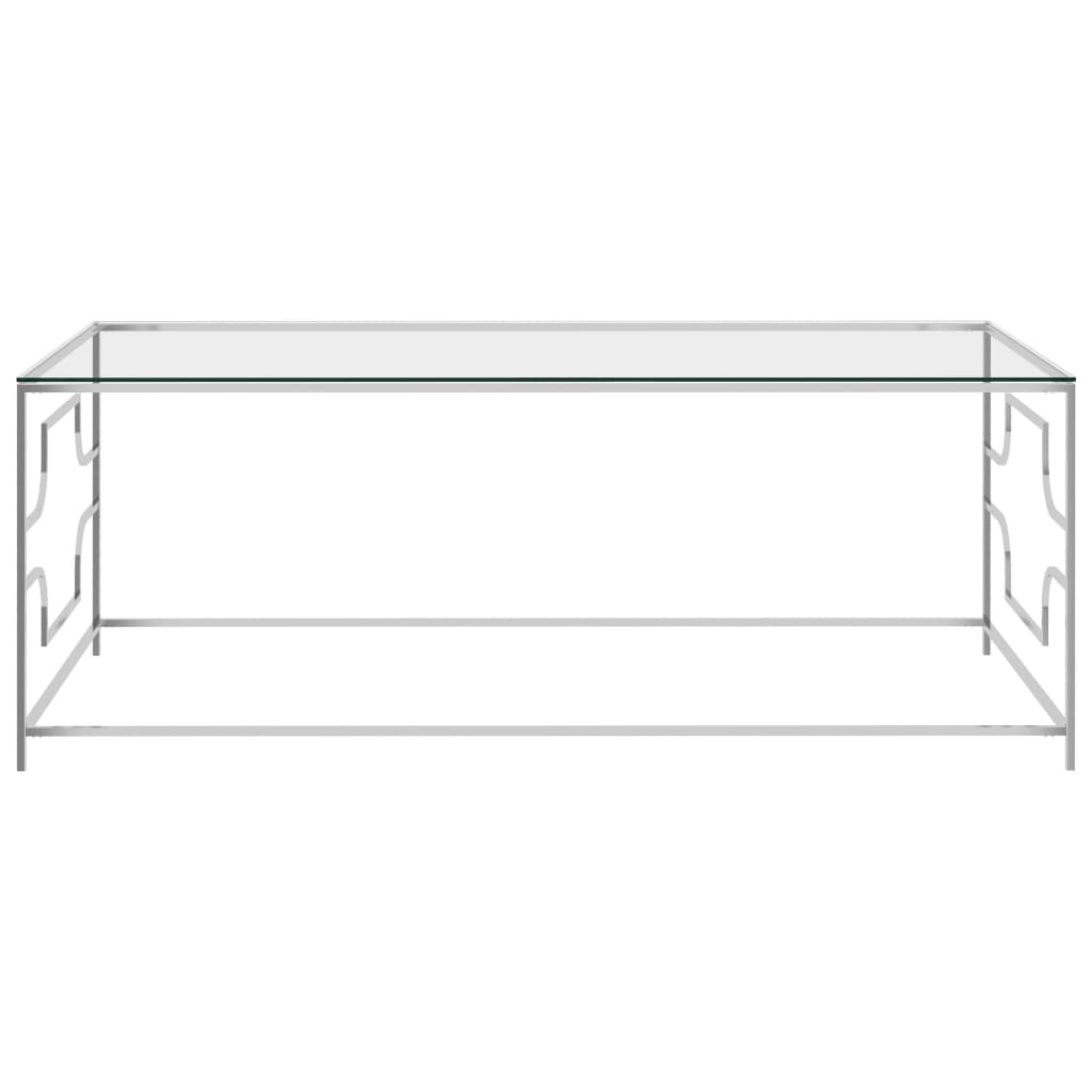 Tavolino da CaffÃ¨ Argento 120x60x45 cm in Acciaio Inox e Vetro