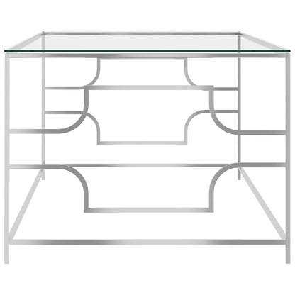 Tavolino da CaffÃ¨ Argento 120x60x45 cm in Acciaio Inox e Vetro
