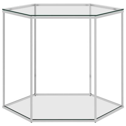 Tavolino da Salotto Argento 60x53x50 cm in Acciaio Inox e Vetro